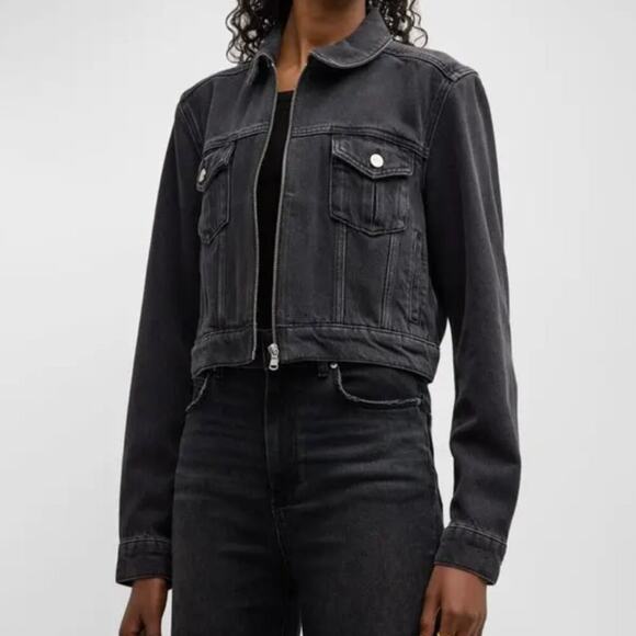PAIGE NWT Vivienne Crop Denim Jacket Size M - Picture 1 of 12